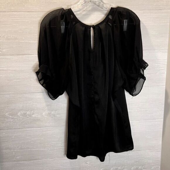 Express Women's Casual Scoop Neck Loose Ruffle Chiffon Sleeve Blouse shirt top - Picture 4 of 4